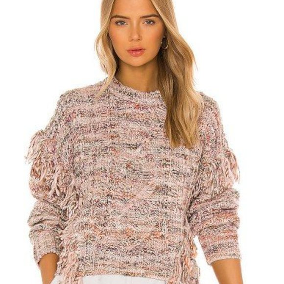 JOIE Meghan Cable Knit Fringe Sweater Rose Size S - Picture 3 of 3